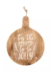 Tis The Season 12" Round Wood Serving Board | Belk
