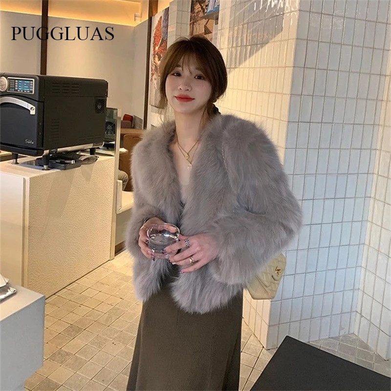 2023 Autumn Fashion Faux Fox Fur Coat Women Korea Fashion Warm Feather Coats Loose Short Outercoa... | AliExpress (US)