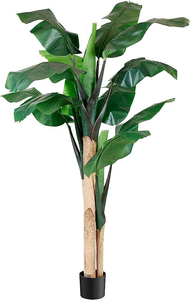 Worth Garden 6ft Artificial Banana Tree 70inch.Fake Plant Tropical Palm Tree for Indoor Outdoor, ... | Amazon (US)