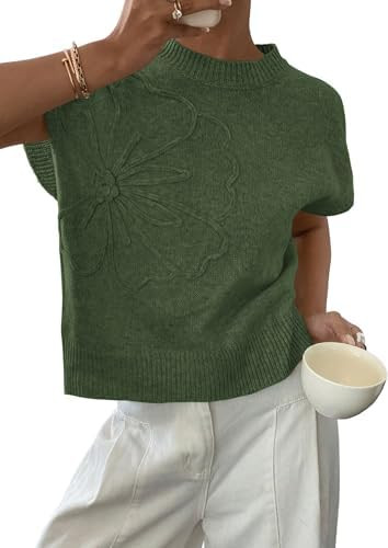 PRETTYGARDEN Women's 2026 Spring Sweater Vest Trendy Flower Knit Short Sleeve Cute Pullover Tank ... | Amazon (US)