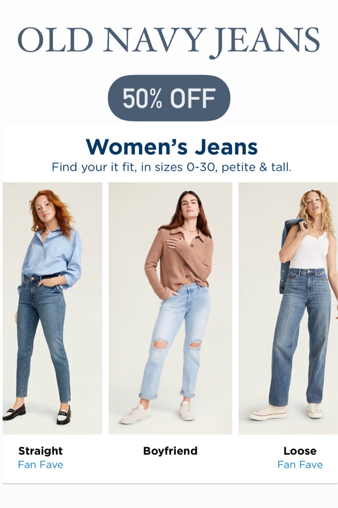 OLD NAVY JEANS 
50% OFF
I Love the quality and fit of their jeans
#jeans

#LTKSeasonal #LTKBacktoSchool #LTKsalealert