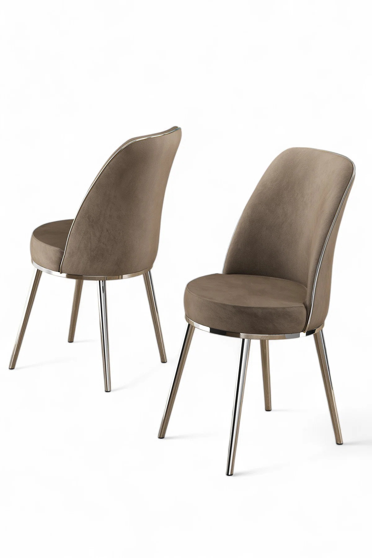 Modern Chair Set (2 Pieces), Cappuccino & Chrome, 17.7 x 35.8 x 16.5 inches | 100% Metal Frame, B... | Wayfair North America
