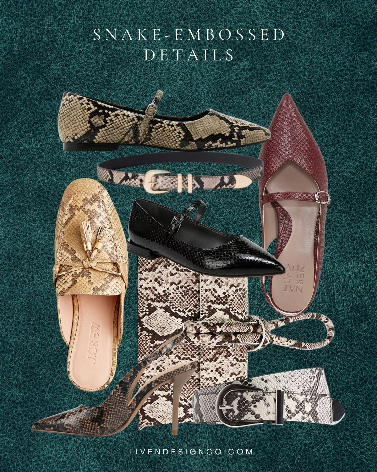Fall style. Fall shoes. Snake embossed shoes. Snake print bag. Lizard. Snakeprint mules. Leopard print heels. Cheetah print. Cow print. Kitten heels. Slingback heels. Mesh heels. leopard print flats. Animal ballet flats. Loafers. Snakeskin. Snakeprint loafer. Slingback. Mule

#LTKSeasonal #LTKStyleTip #LTKShoeCrush