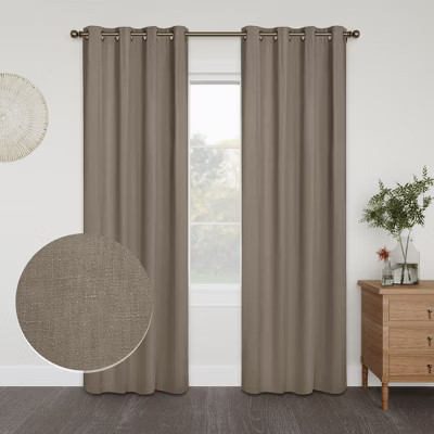 Awesome Home  Linen Slub Blackout Grommet Pair (2 Panels), 52"x108", Taupe | Target