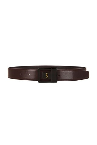 Saint Laurent Ceinture La 66 Belt in Red Tan & Brown - Chocolate. Size 65 (also in 80, 85, 90). | FWRD 