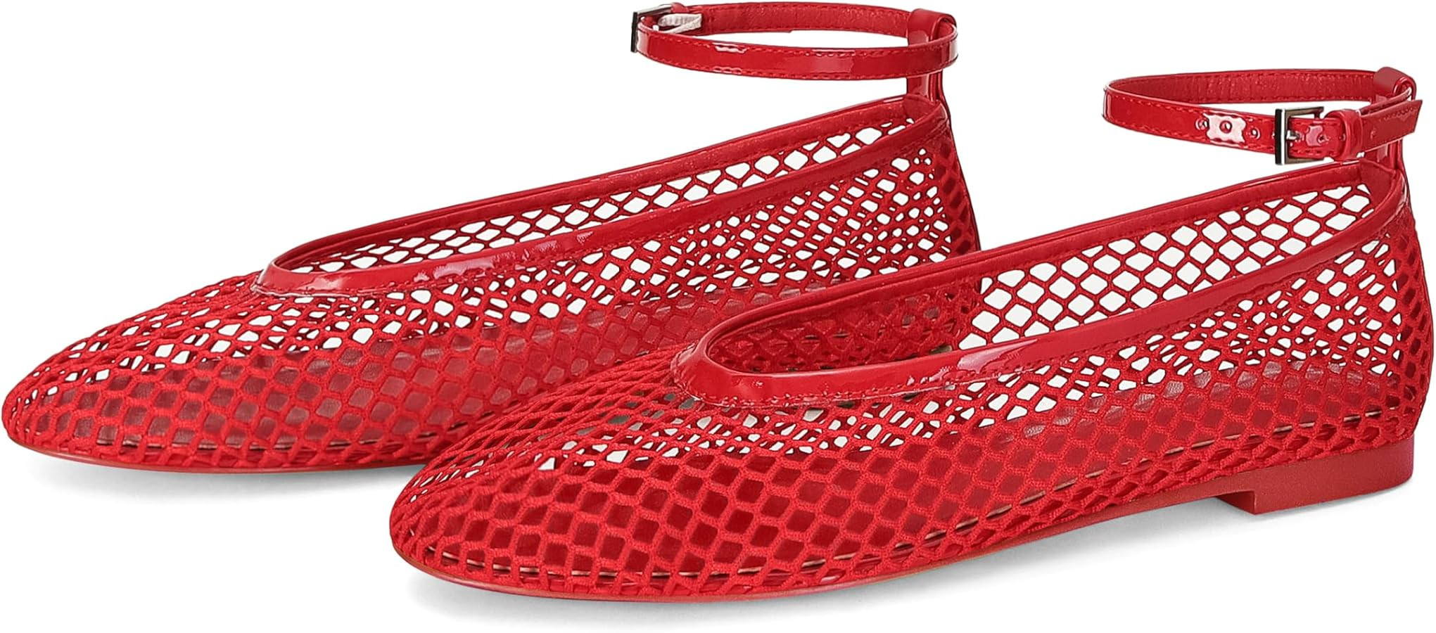 Mesh Ballet Flats for Women Round Toe Buckle Strap Fishnet Mary Jane Flats Comfy Casual Office Wo... | Amazon (US)