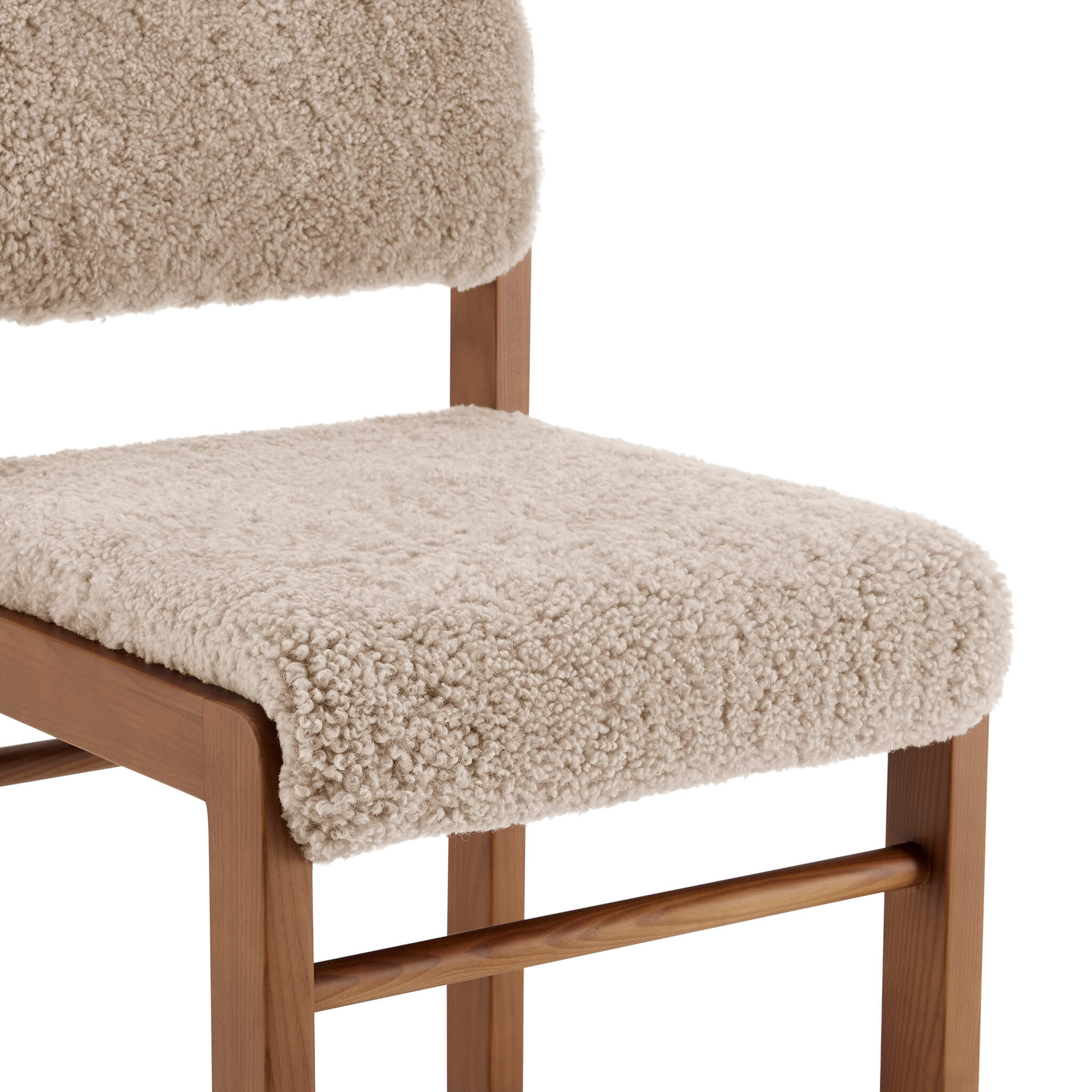 Migo Sheepskin Upholstered Wooden Dining Chair Genuine Sheepskin-Cocoa Nib | Eternity Modern