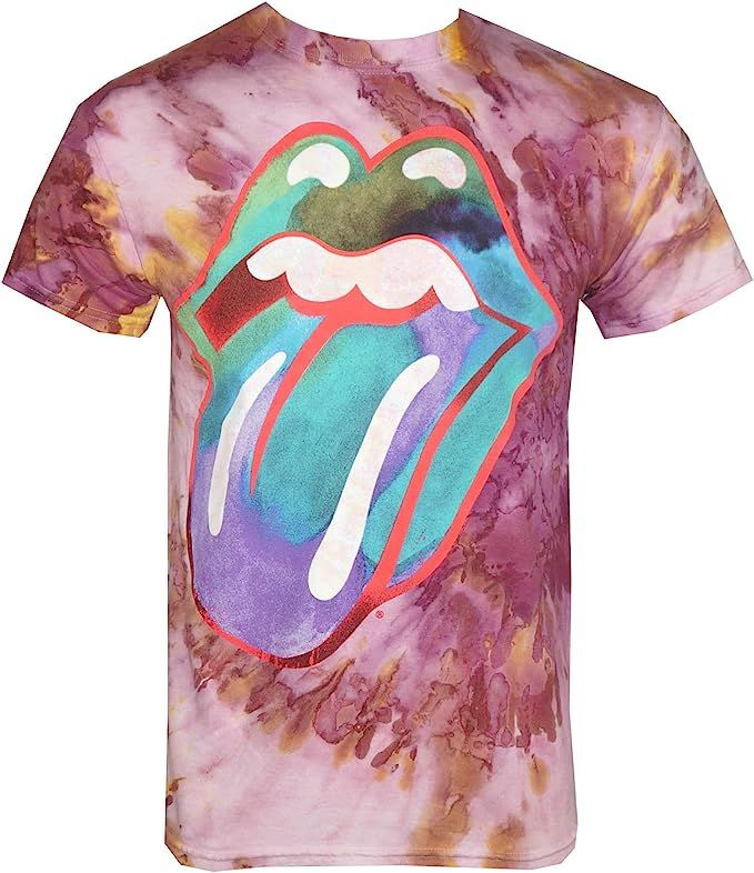 Rolling Stones Multi Colored Tongue Tie Dye Adult T-Shirt | Amazon (US)