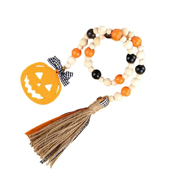 OAVQHLG3B Fall Wood Bead Garland Halloween Pumpkin Leaves Wooden Bead Tassels Ornament Thanksgivi... | Walmart (US)