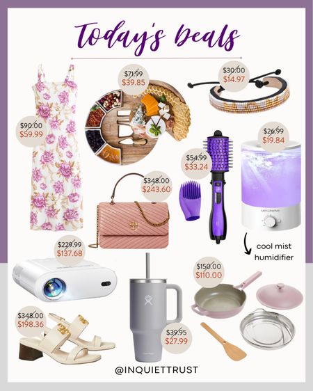 Today's deals include a floral sleeveless midi dress, a charcuterie board, a beaded loom bracelet, a projector, white and gold slingback heels, and more!
#fashionfinds #hairstylingtools #homeessentials #springsale

#LTKshoecrush #LTKhome #LTKsalealert