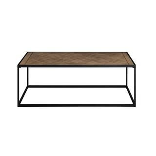Welwick Designs 48 in. Parquet Veneer Modern Rectangle Wooden Coffee Table | The Home Depot