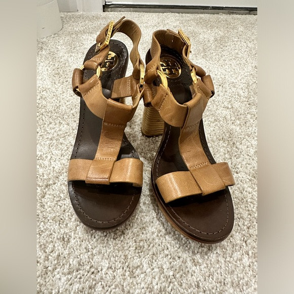 Tory Burch brown tan gold Platform Sandal size 5.5 | Poshmark