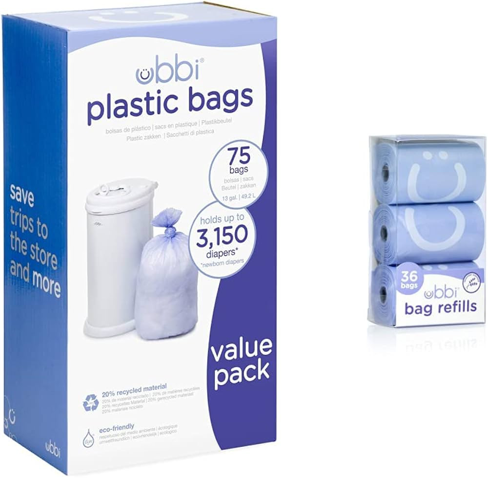 Ubbi Diaper Pail Bags and Refills Value Pack | Amazon (US)
