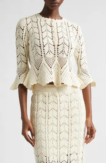 Awaken Button Front Crochet Top | Nordstrom