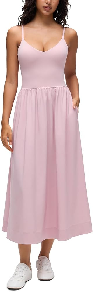 CRZ YOGA V Neck Maxi Tank Dress for Women - Adjustable Straps Sleeveless Flowy Casual Outfits wit... | Amazon (US)
