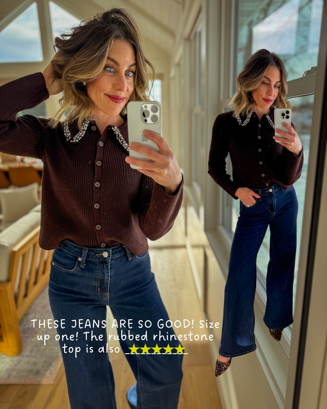 Love the embellished detail on this Target sweater and again, 10/10 for the jeans! 

 #LTKHoliday #LTKSeasonal #LTKOver40