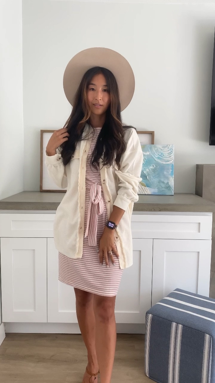 This Amazon outfit is so good! I love this dress. It ties in the front and has pockets. Careful because it does run a little on the larger size. I’m wearing a size XS with this waffle know shacket size M. I’m also wearing super comfy shoes from the drop (not in full frame) and they’re true to size in a 7. Lastly, my hat is from UO but I linked one of the most loved felt fedoras on Amazon. 

#LTKworkwear #LTKSeasonal #LTKstyletip