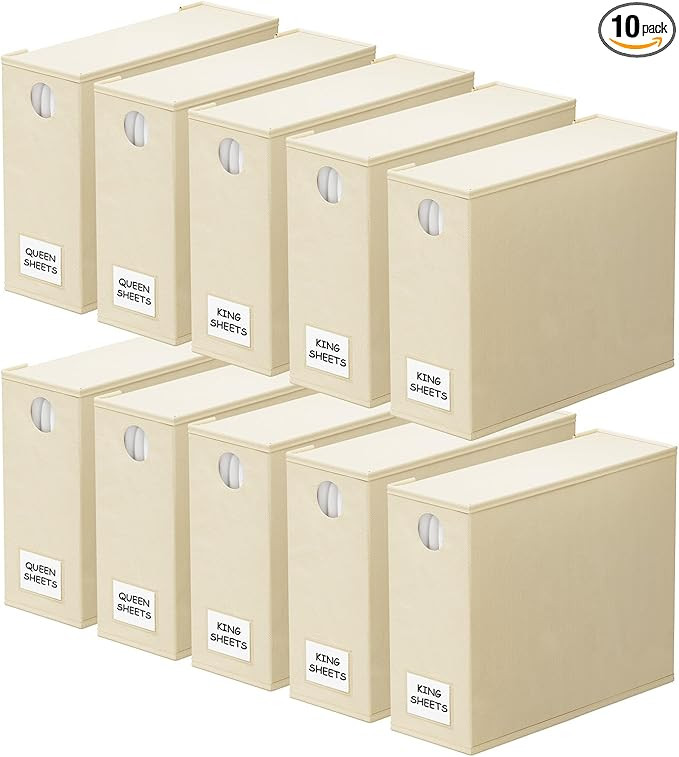 SpaceAid 10 Pack Bed Sheet Organizers and Storage, Foldable Sheet Organizer for Linen Closet, She... | Amazon (US)