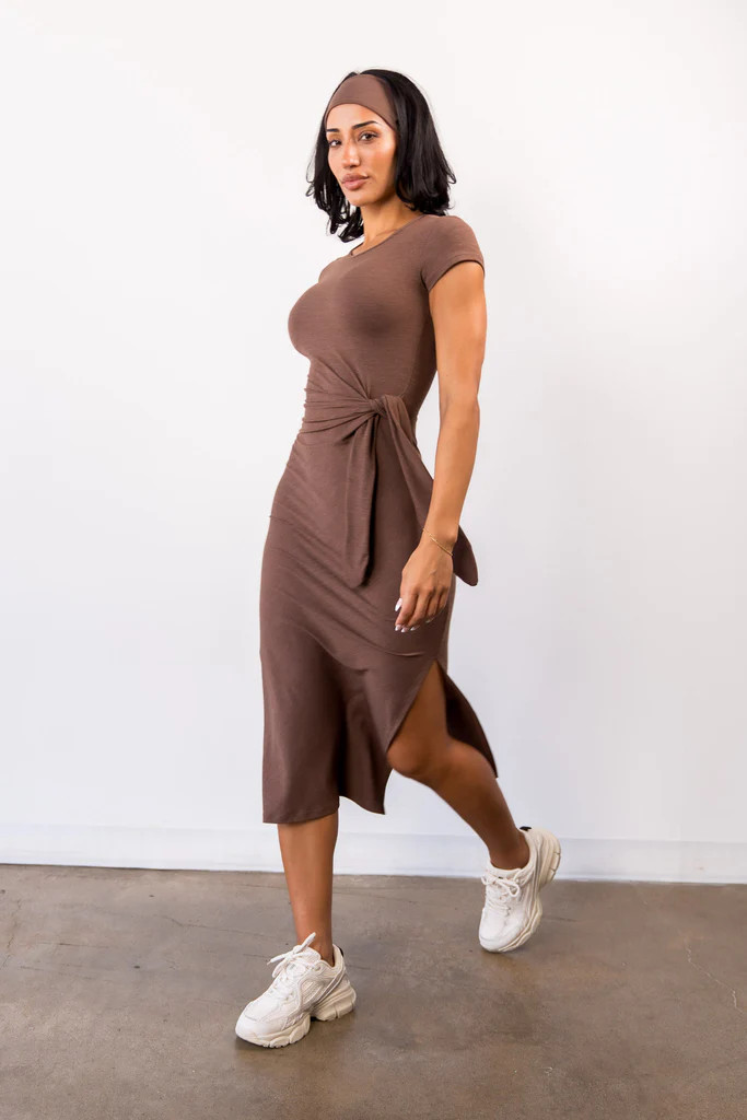 Vitality Daydream® Tie Midi Dress - Cocoa Marl | Vitality