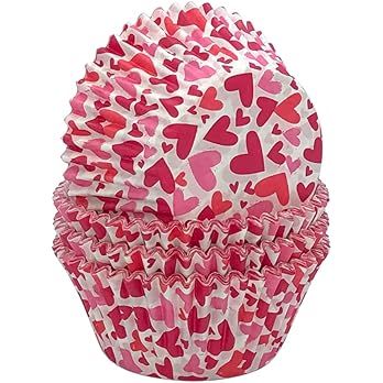 Amazon.com: Huaswan Heart Cupcake Liners Paper Standard Baking Cups for Valentine's Day and Wedding, | Amazon (US)
