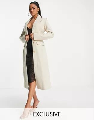 ASYOU sculptured hourglass longline coat in camel | ASOS (Global)