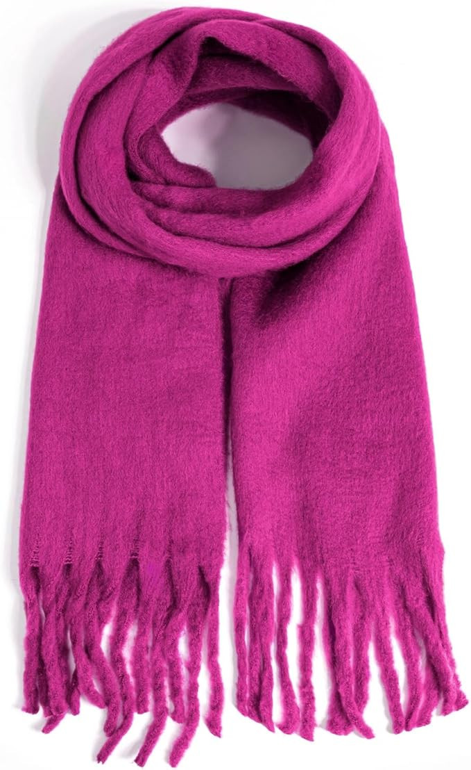 AUSEKALY Women's Scarf Big Colorful Thick Blanket Wrap Winter Oversized Warm Chunky Scarves Solid | Amazon (US)