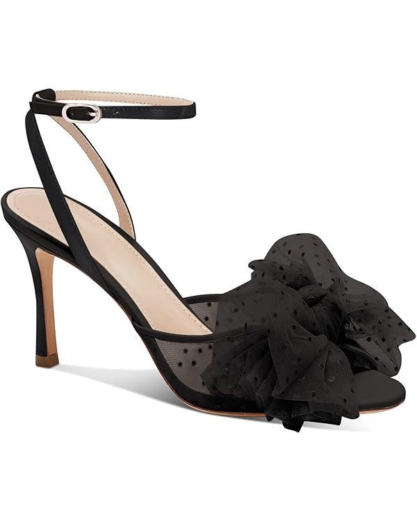 Coutgo Womens Bow Tie Heels Sandals Slingback Peep Toe Wedding Heels Mesh High Stiletto Heel Summ... | Amazon (US)