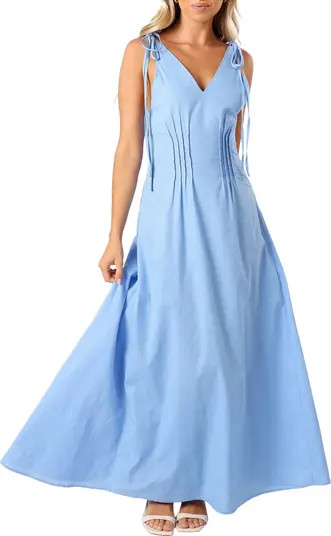 Lainey Tie Strap Cotton & Linen Maxi Dress | Nordstrom