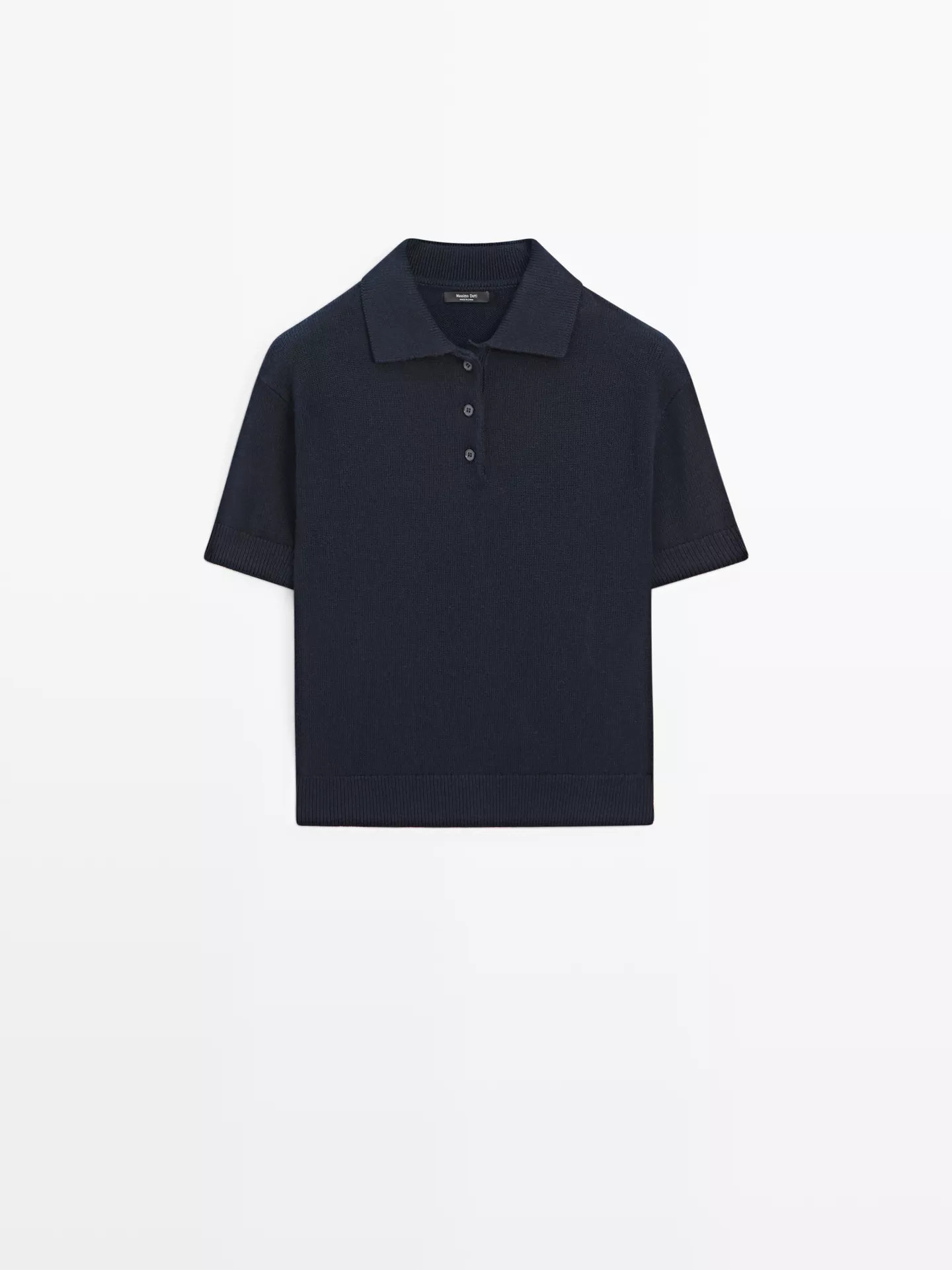 Wool blend knit polo sweater | Massimo Dutti UK