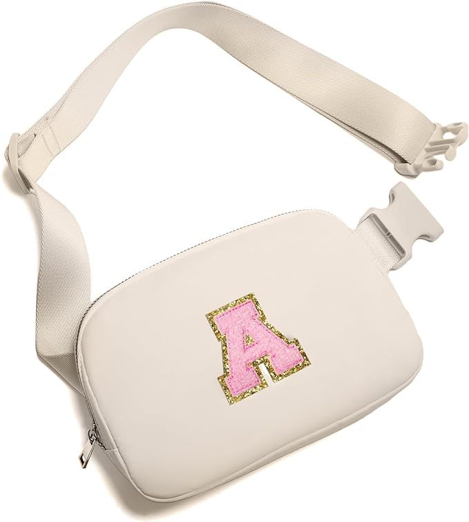 Belt Bag Fanny Pack Crossbody Bags with Initial Letter Patch Cute Stuff Birthday Gifts for Teenag... | Amazon (US)