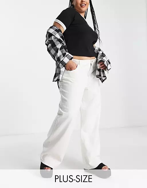 Noisy May Curve Amanda wide leg jeans in white | ASOS (Global)