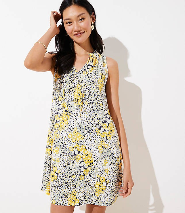 Garden Tie Neck Swing Dress | LOFT