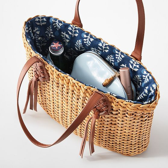 Wicker and Leather Bag | Mark and Graham