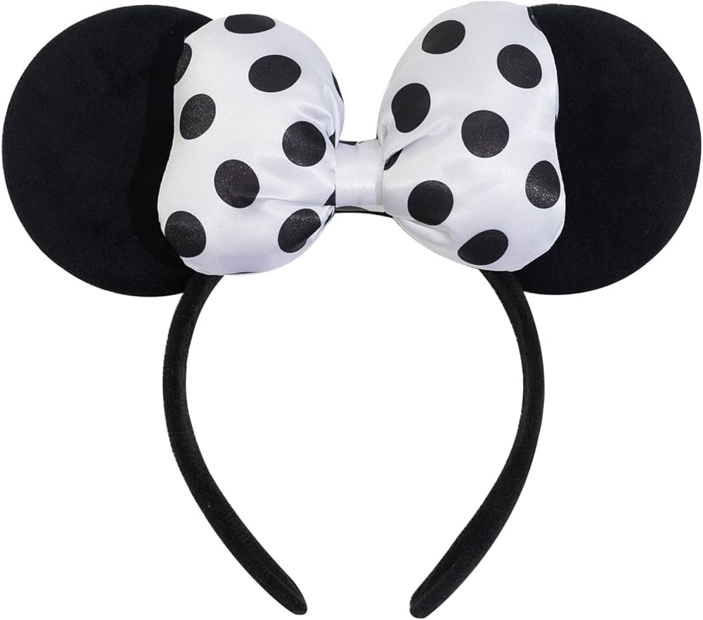 Mouse Ear Headband with 3D Cotton Bow, Polka Dot Bow Mouse Party Costume Accessories for Women Gi... | Amazon (US)