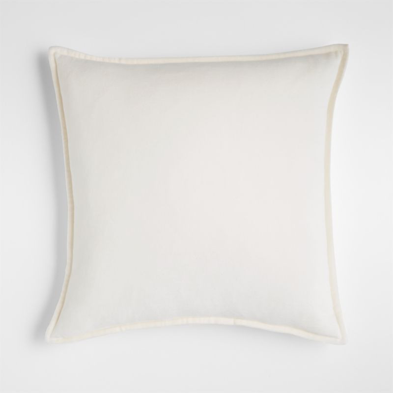 Ivory 20" Washed Cotton Velvet Pillow Cover with Down-Alternative Insert + Reviews | Crate and Ba... | Crate & Barrel