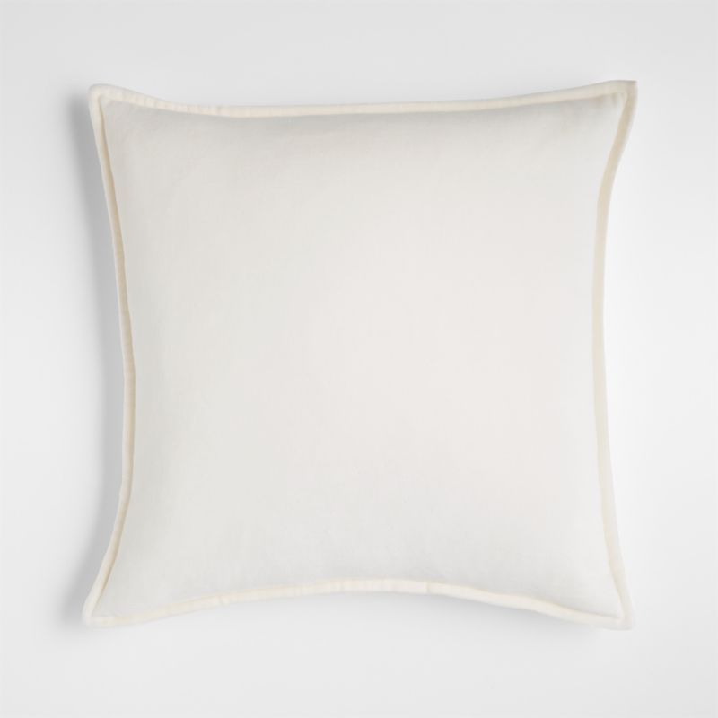 Ivory 20" Washed Organic Cotton Velvet Pillow Cover with Feather Insert + Reviews | Crate & Barre... | Crate & Barrel