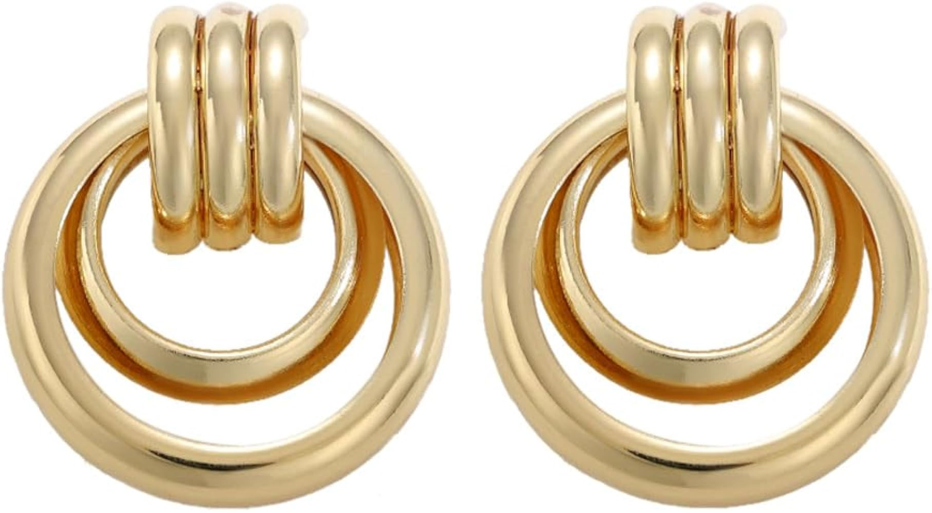 Doubnine Double Hoop Gold Twist Statement Earrings Dance Party Chic Jewelry for Women | Amazon (US)
