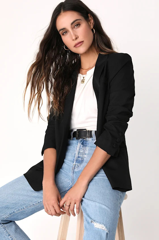 Suit and Score Black Blazer Top | Lulus (US)