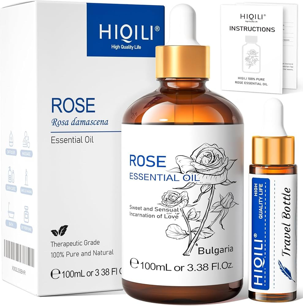 HIQILI Rose Oil Fragrance Essential Oil, Premium Grade for Diffuser, Skin, Hair, Candle Making, S... | Amazon (US)