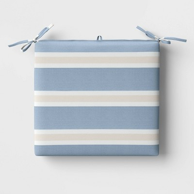 DuraSeason Fabric™ Outdoor Woven Seat Pad Navy/Linen Stripe - Threshold™ | Target