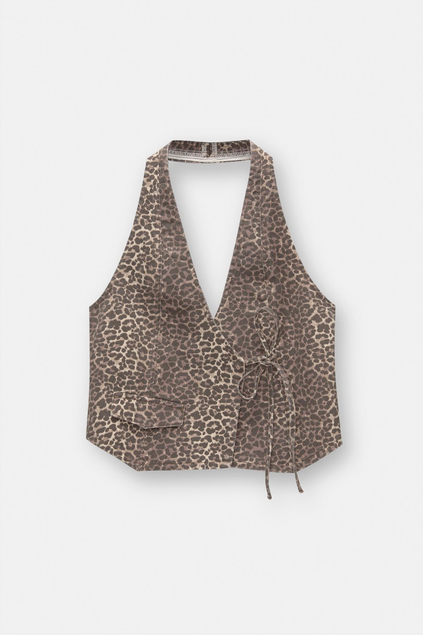 Leopard top with open back | PULL and BEAR UK