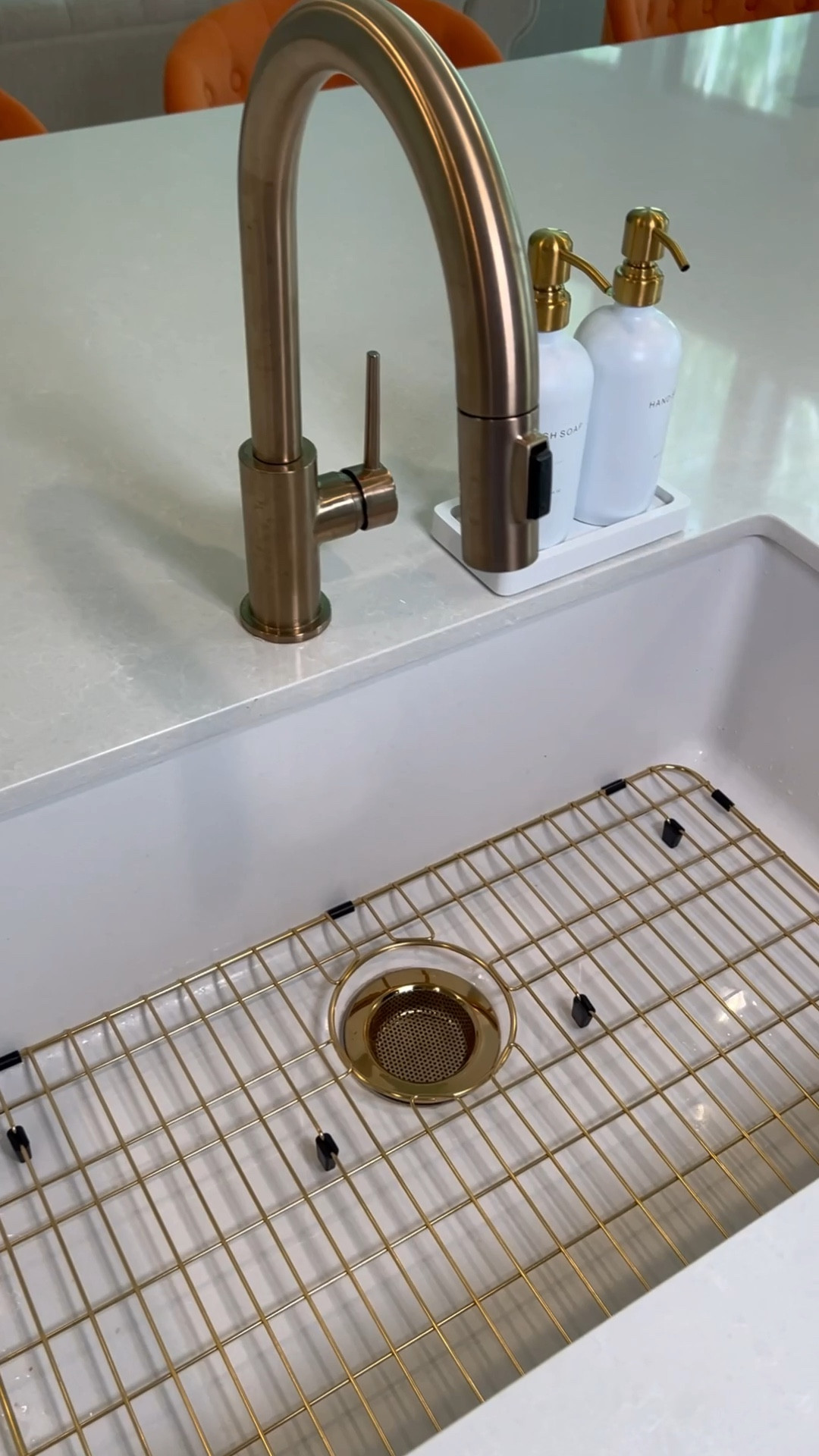 Still organizing our kitchen and in love with hold items like this Kitchen Sink Grid and Sink Protectors, Stainless Steel Sink Grids for Bottom of Kitchen Sink, 26" x 14" with Rear Drain for Single Sink Bowl, Golden Color 

#LTKSaleAlert #LTKHome #LTKVideo