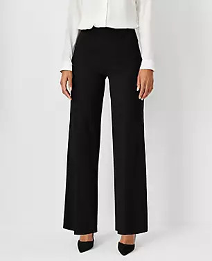The High Rise Side Zip Wide Leg Pant in Knit | Ann Taylor (US)