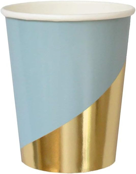 Harlow & Grey Malibu Blue with Gold Colorblock Paper Cups, Pack of 8 - Birthday, Wedding, Showers... | Amazon (US)