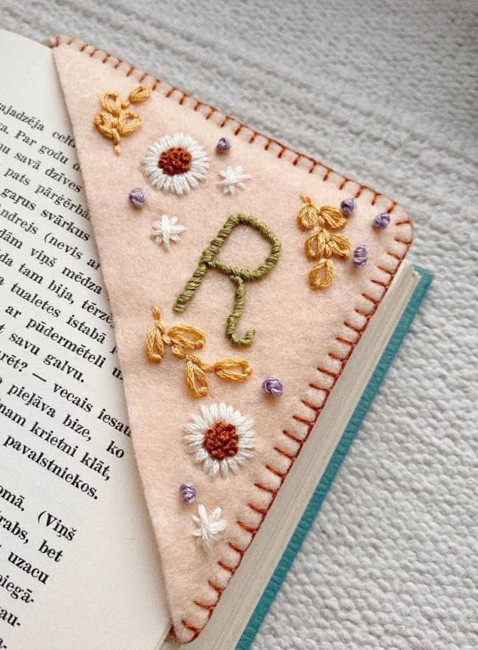 Personalized Hand Embroidered Corner Bookmark Felt Triangle - Etsy | Etsy (US)