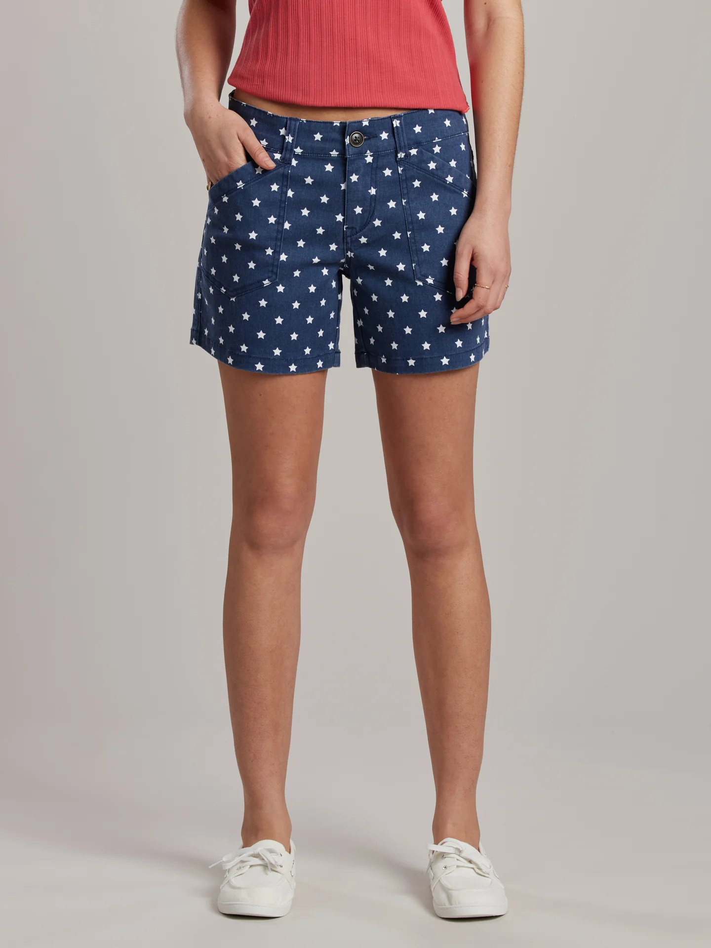 Alix 5" Printed Shorts - Navy Blue Stars | Union Bay
