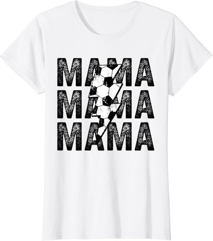 Soccer Mama Distressed Lightning Bolt Mom T-Shirt | Amazon (US)