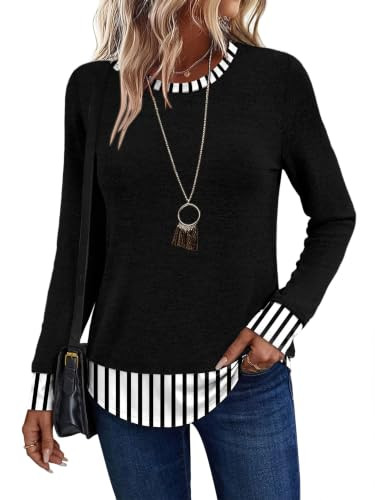 WIHOLL Womens Long Sleeve Shirts Lightweight Tunic Tops | Amazon (US)