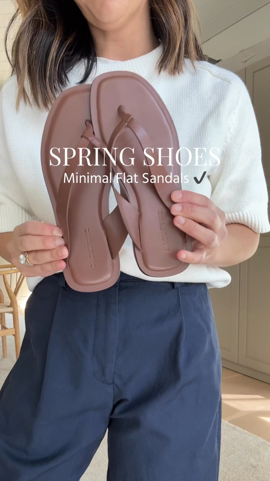 Spring Shoe Checklist: minimal sandals. These are my favorite! Comfortable, minimal, elevated. Run tts. 

Quince sweater small
Madewell trosuers regular 2
Everlane sandals 5
Mansur Gavriel tote - color is old 
Polo Ralph Lauren hat 
Quince earrings
Dorsey James necklace 15"
Celine sunglasses 

#LTKPetite #LTKgrwm #LTKmomlife