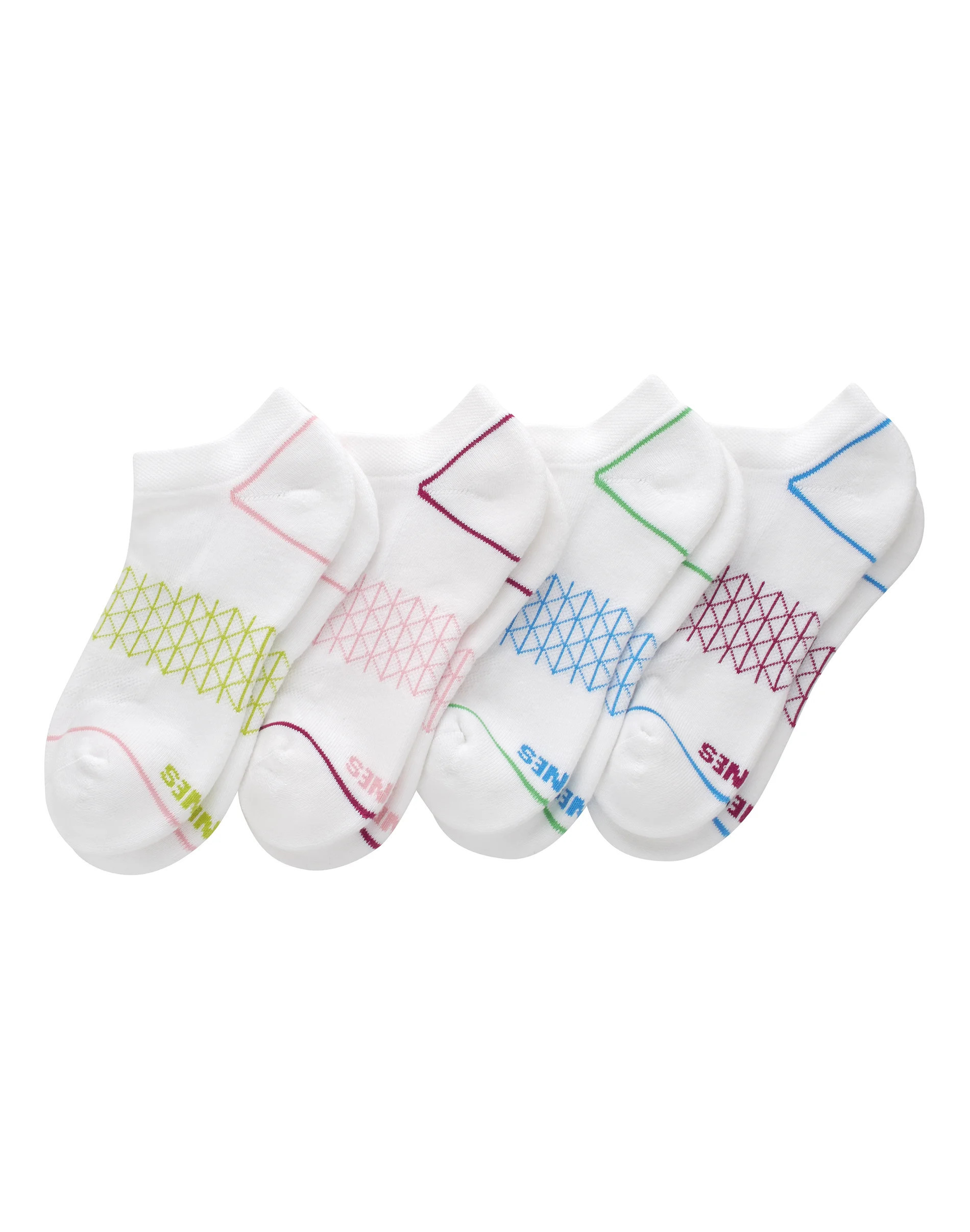 Hanes Absolute Comfort Women's No Show Socks, 4-Pairs White/Yellow 5-9 | Hanes.com